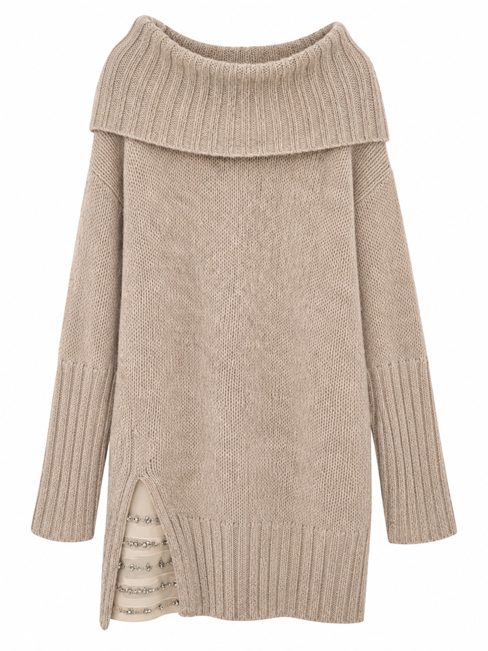 Y2K Juicy Couture Beige Cowl Neck Sweater Dress SZ S